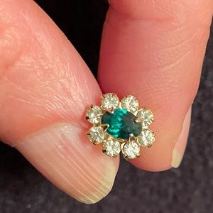 Costume Gold tone “Diamond and Emerald” Earrings